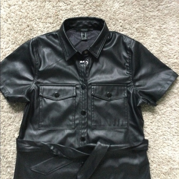 Faux Leather Button Down Dress - Picture 6 of 16